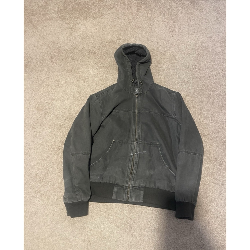 GH Bass Jacket Mens Medium Brown Canvas Sherpa Lined Full Zip Durable Work Field